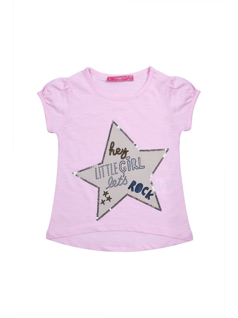 T-shirt with a star, light pink NDZ8109 - Online store - Boutique